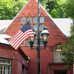 United States Flag outside of Dimmick Memorial Library