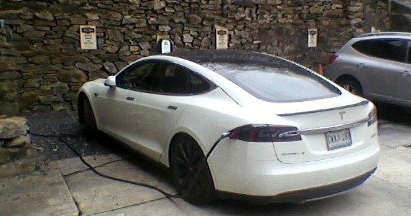 Tesla charging at Times House
